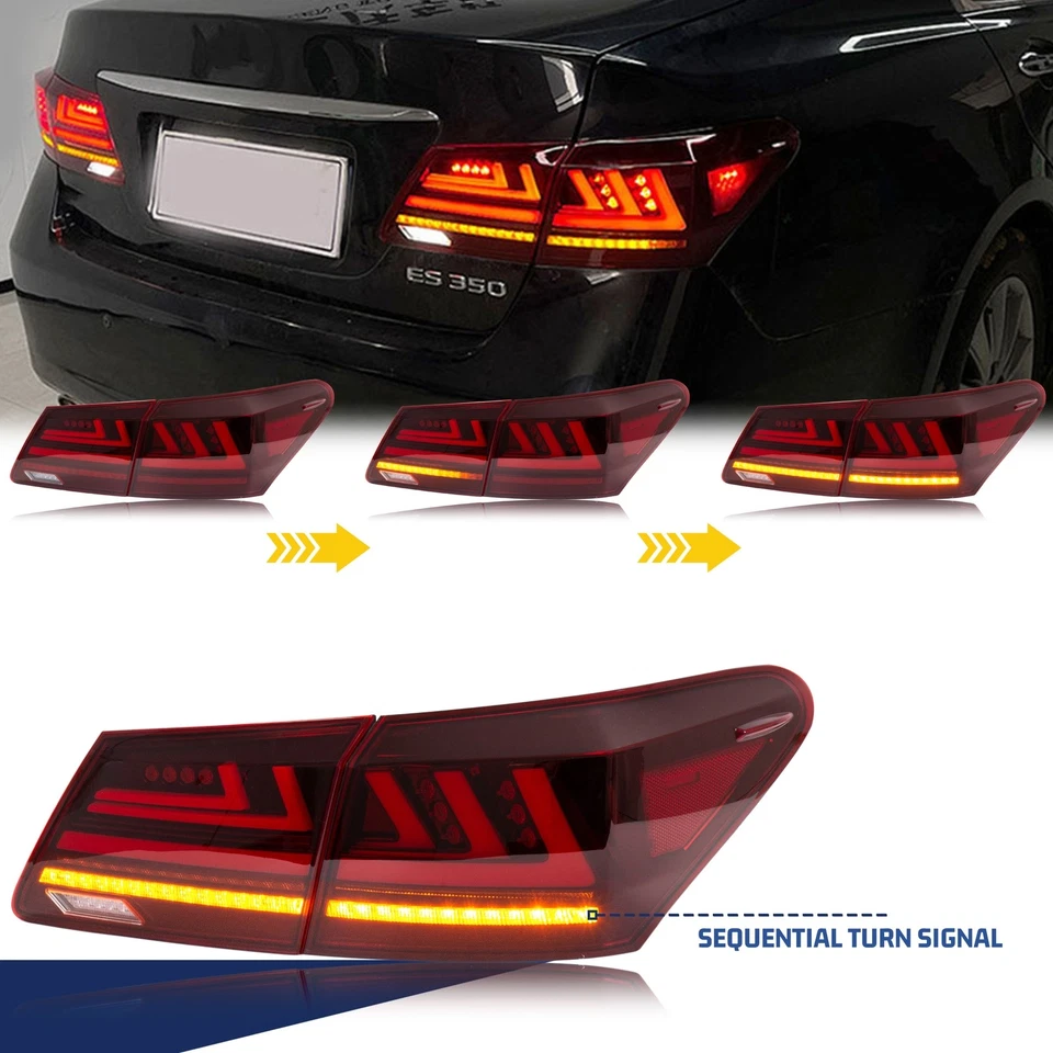 Lanternas traseiras de LED para Lexus ES350 2007-2012 vermelhas de animação sequencial - Imagem 4 de 4
