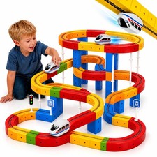 Electric Train Track Set for Kids 3 4 5 6 7 8 Years Old, 3D Flexible Race Tra...