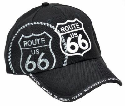Basecap Cap, Mütze mit Schild bestickt Route 66 schwarz 