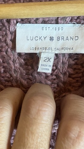 Lucky Brand Sweater Womens Long Sweater Mauve Pink Pointelle Sweater 2X - Picture 3 of 6