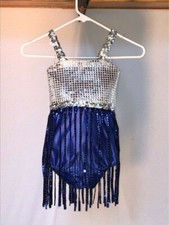 Sparkling Silver  Blue W/ Sequin Accents Youth Dance Costume