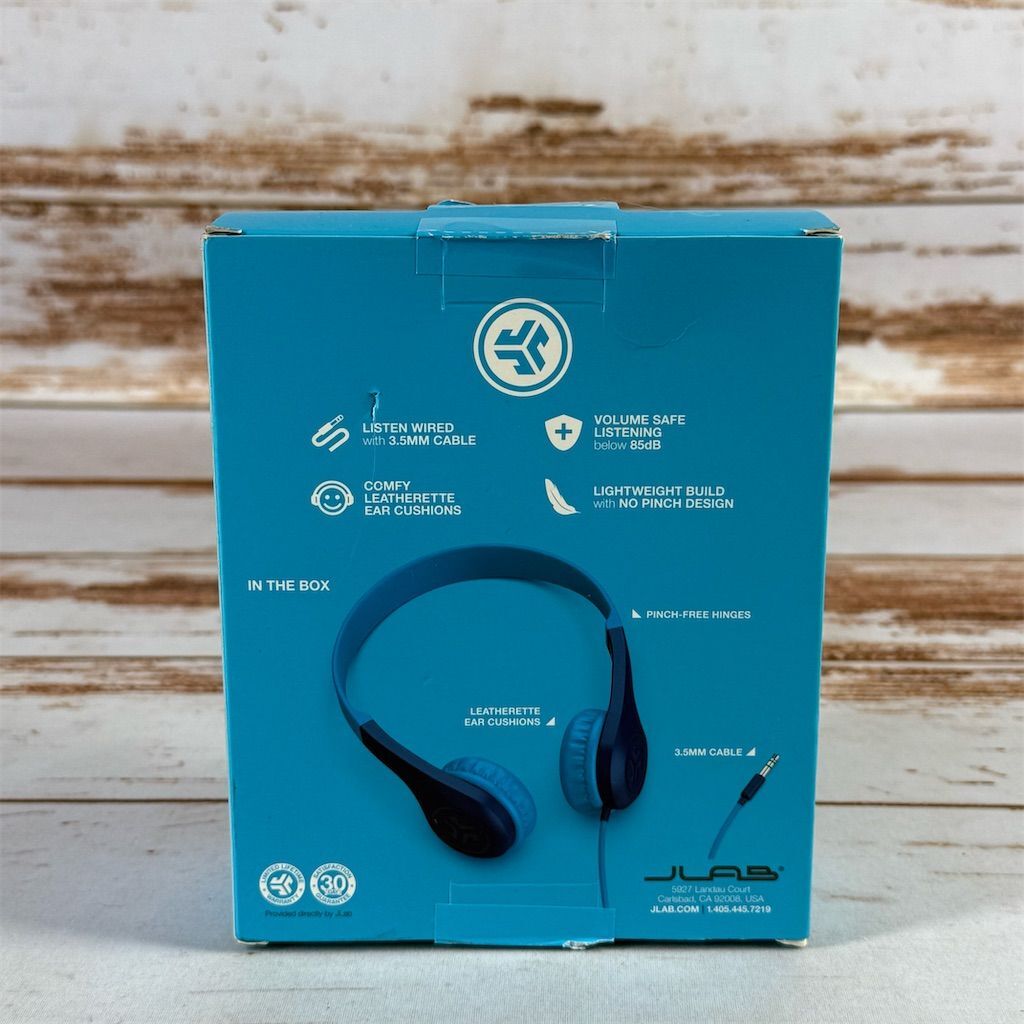 JLab JBuddies Pop Kids Wired Headphones Blue Volume Safe Design