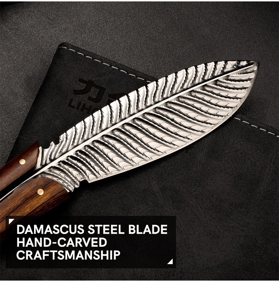 Damascus Steel Fixed Blade Knife  Collectible Knives Fixed Blade Knife Full Tang - Image 4 of 4
