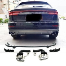 Per Audi Q8 SQ8 2019UP Grigio Paraurti Posteriore Diffusore Labbro Con Punte Scarico Argento