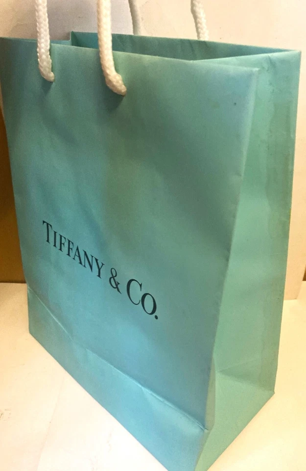 Tiffany & Co. Empty Shopping Gift Bag Blue Paper Bag Med 8" x 10" Reusable - Image 4 of 4