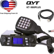 QYT KT-980Plus Car Radio VHF UHF Long Distance 50W Ham Radio Station + USB Cable