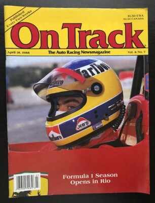 ON TRACK AUTO RACING MAGAZINE 1988 NASCAR INDY FORMULA 1 ALBORETO April ...