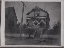 VINTAGE PHOTOGRAPH HOUSE PATRIOTIC FLAG COLUMBIA RIVER PORTLAND OREGON OLD PHOTO