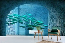 3D Underwater Fish Wallpaper Wall Mural Removable Self-adhesive Sticker2956