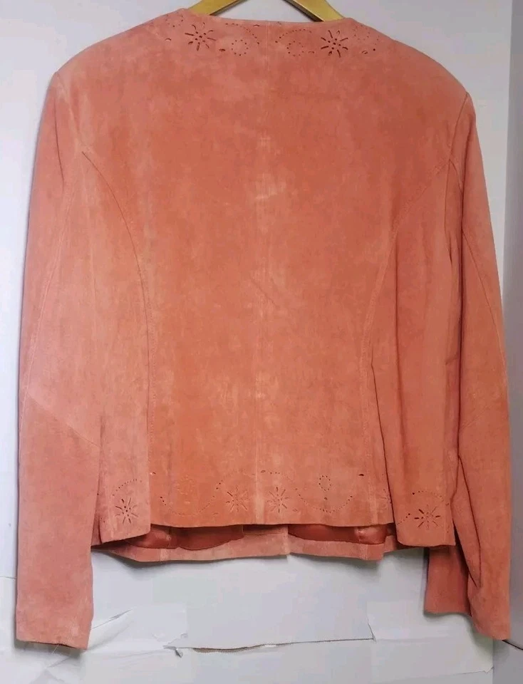 Terry Lewis Classic Luxuries large VTG suede jacket  pink with floral cutouts... - Image 2 of 4