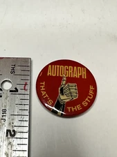 VINTAGE 1980s Original Pinback Button Autograph Turn it On Again Glam Metal