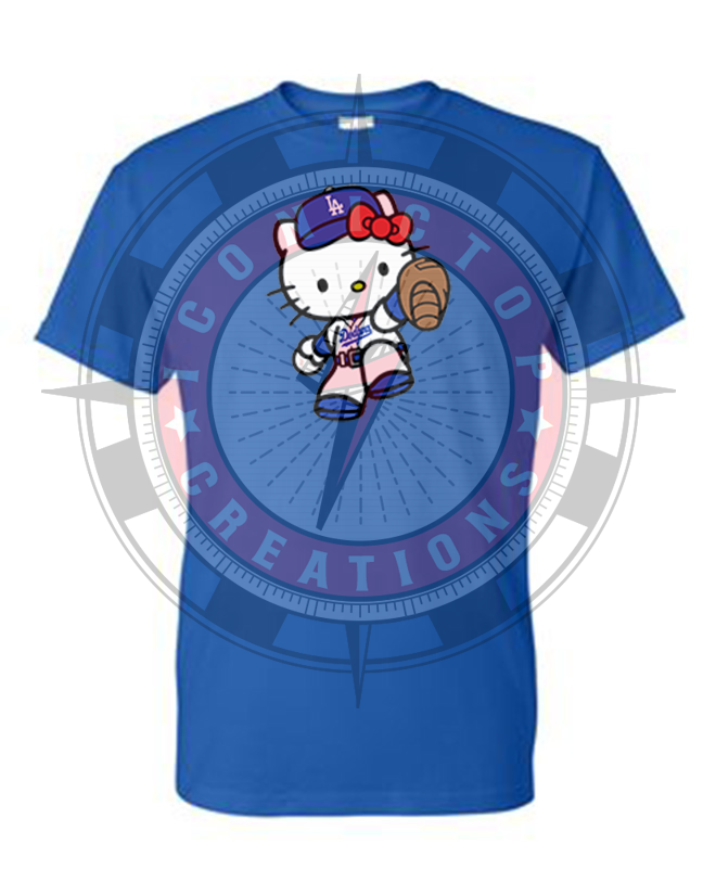 【Ｌ】 Hello Kitty LA Dodgers Tシャツ レア Cute Hello Kitty Los Angeles Dodgers T-Shirt - WarmTees