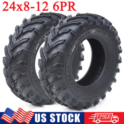2 Pack 24x8-12 All Terrain Tires 24x8x12 6PR Tubeless Mud Trail Off-Road Tires