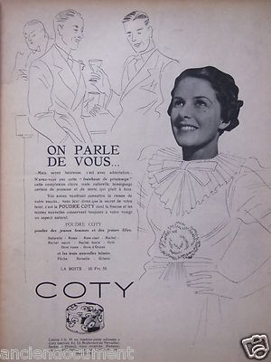 WERBUNG 1938 WIR SPRECHEN ÜBER SIE PULVER COTY LA BOX 10Frs 50 - ADVERTISING