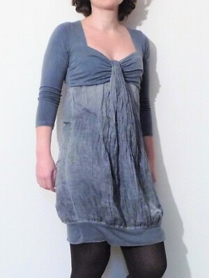   Kleid aus Seide und Viskose blau 3/4 Arm - neu - Einheitsgröße - Vulcano