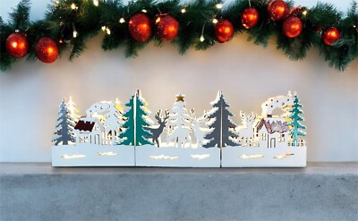 Leuchtendes Holz LED Dorf Weihnachten Batteriebetrieben Dekoration Ornament Festlich