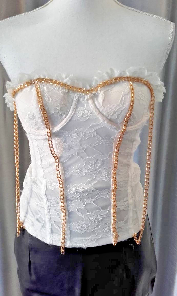 Corsetto corpetto intimo sposa BIANCO bustino taglie forti M pizzo