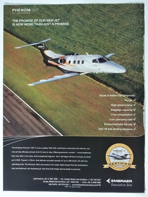 2015 Embraer Phenom 100 Light Business Jet Airplane Magazine Print Ad Poster