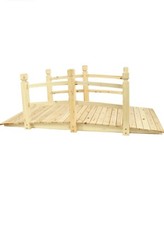 Wooden Arch Bridge With Wood Railings , Outdoor Lawn Pond , Walkway For Patio