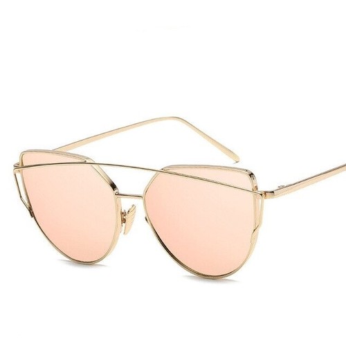 Large Cat Eye Twin-Beams Reflective Sunglasses UV400 - Picture 10 of 19