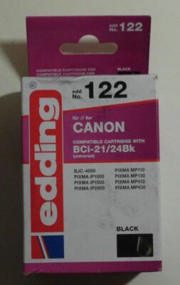 Tinte black für Pixma iP 1000 1500  MP 110 Canon BCI-21 24Bk Edding kompatibel
