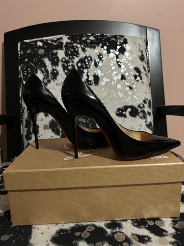Christian Louboutin Pigalle Follies 100 Black Patent Leather Pumps 36.5 Kate - Picture 9 of 19
