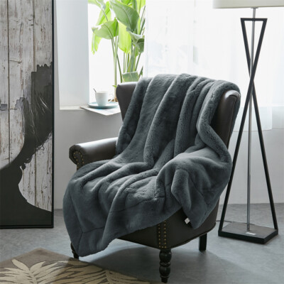 Luxurious Faux Fur Throw Blanket 800gsm Heavy Plush Soft Reversible Couch Bed
