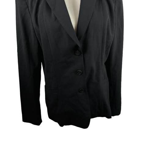 Elie Tahari US Women's Sz 14 Wool Blend Black Blazer 3-Button Notch Lapel Office - Picture 5 of 19