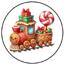 GINGERBREAD CHRISTMAS TRAIN ENVELOPE SEALS LABELS STICKERS PARTY FAVORS