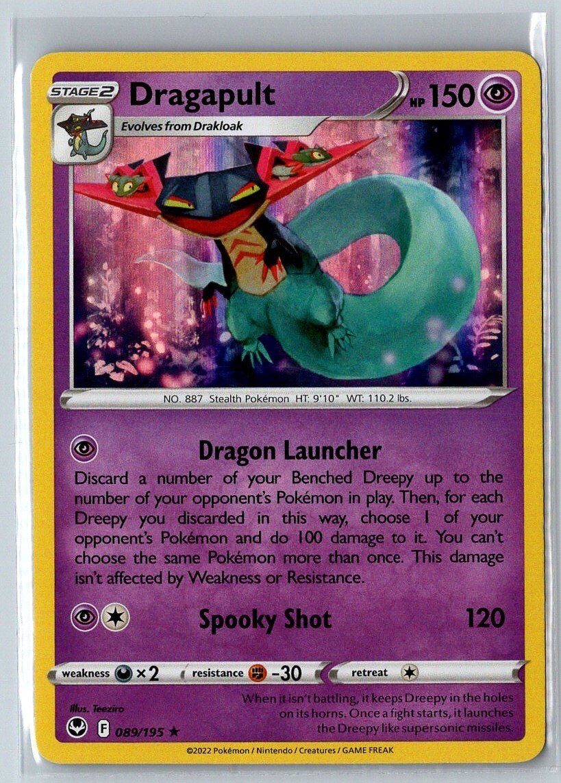 2022 SWORD & SHIELD - SILVER TEMPEST DRAGAPULT STAGE 2/RARE HOLO #89