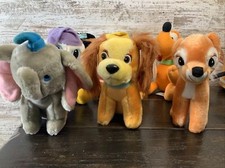 Vintage Walt Disney Plush Lot Of 7 small 7  Dumbo Lady Bambi Pinocchio Pluto   