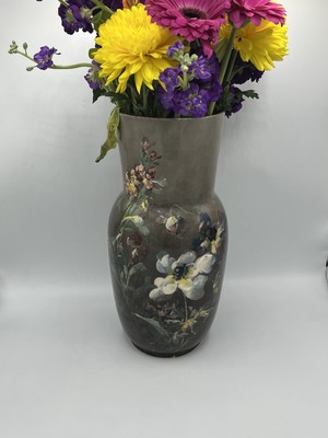 Große antike Montigny Sur Loing Französischer Impressionist Handbemalte Vase Signiert