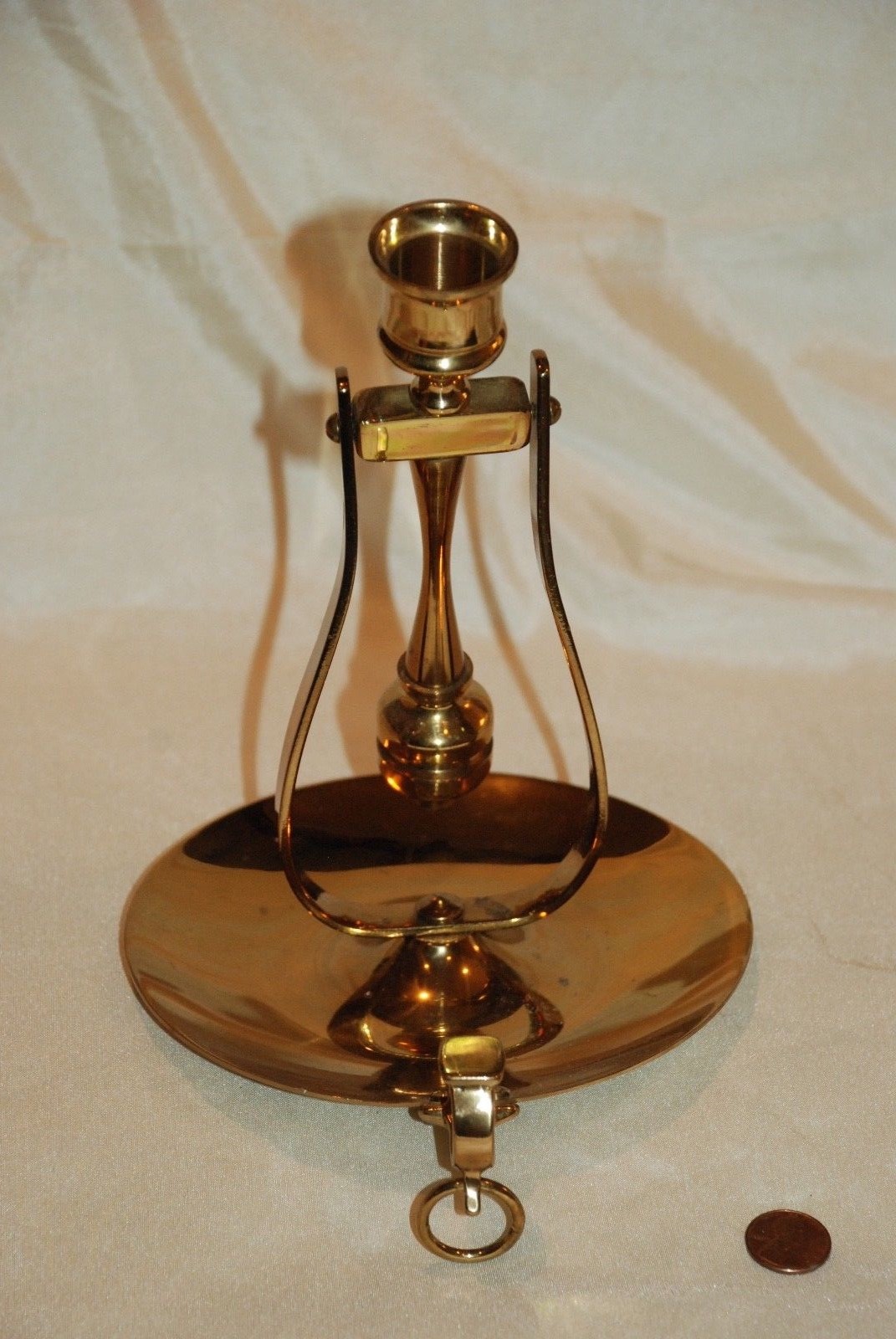 Vtg Valsan Portugal Brass Gimbal Candle Holder Swing Taper Sconce 3 in