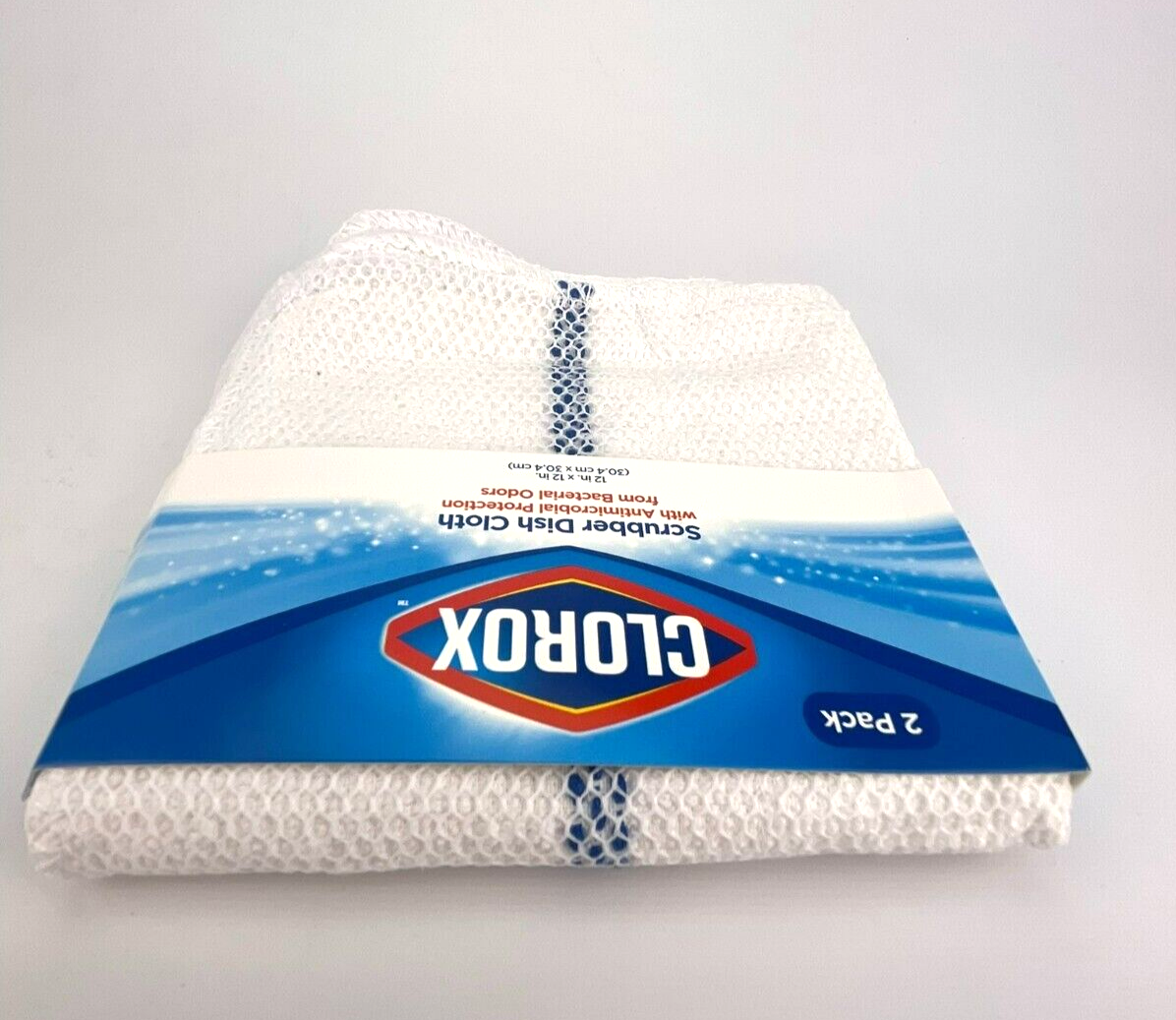 Clorox Scrubber Dish Cloth White Blue Stripe Antimicrobial Protection