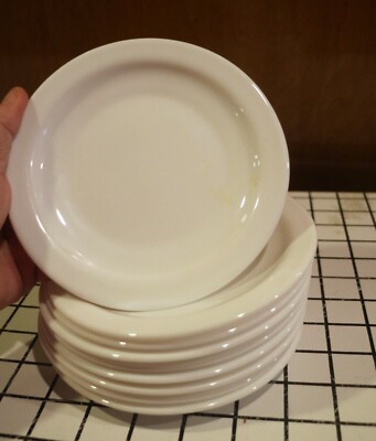 Arcopal France milk glass plates 6''  Set of 9 Restaurant ware farmhouse cottage