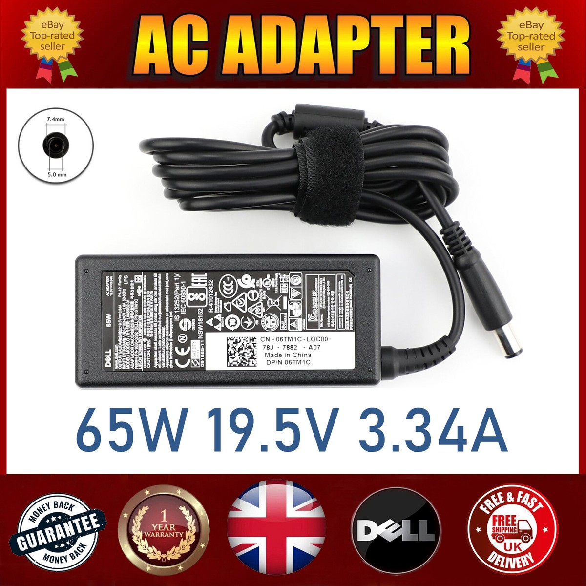 65W DELL LATITUDE 5300 2-IN-1 65W PA-12 AC ADAPTER POWER CHARGER PSU 65W DELL LATITUDE 5300 2-IN-1 65W PA-12 AC ADAPTER POWER CHARGER PSU