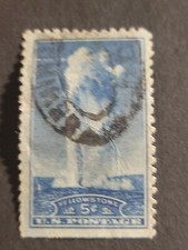 1934 5c Old Faithful Yellowstone WY National Parks US Stamp Used - #4951