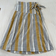 Anthropologie Maeve Skirt Womens 2 Laura Yellow Striped Wrap Tie Boho Midi Chic