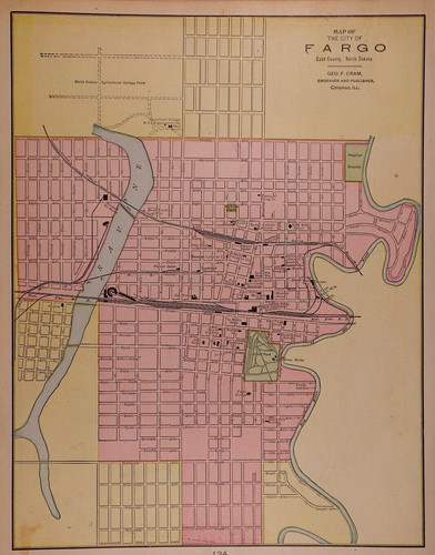 1896 Map ~ FARGO, NORTH DAKOTA ~ (11x13)Free S&H-#041