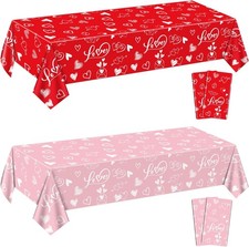 4 Pack Valentines Day Tablecloths, 220x130cm Rectangle Valentine Love Heart Tab