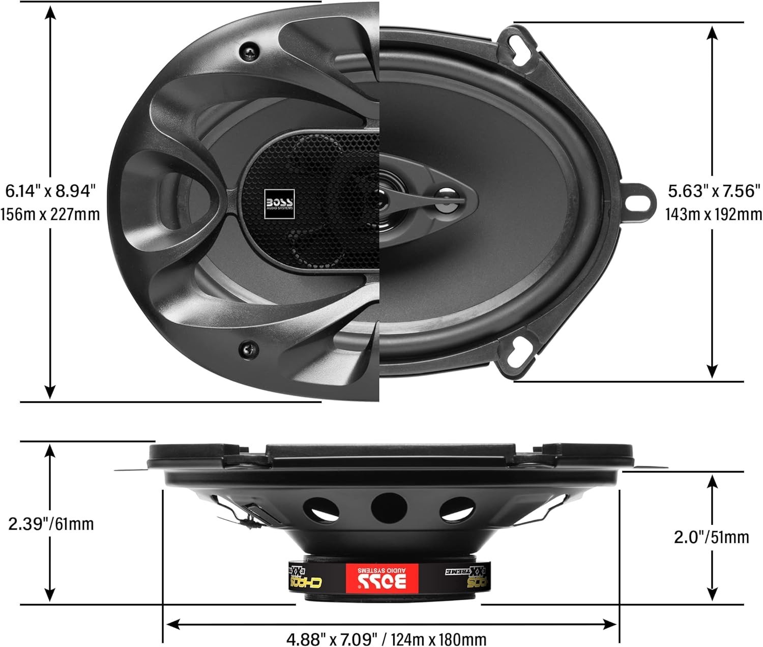 Set 2 Altoparlanti Boss CH5730B 5x7 Pollici 3 Vie 300W - Car Audio