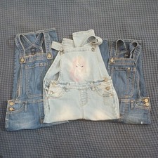 Lot Of 3 Girls Size 5 XS 6 S Denim Overalls Light Medium Blue Gap Kids Cat Jack