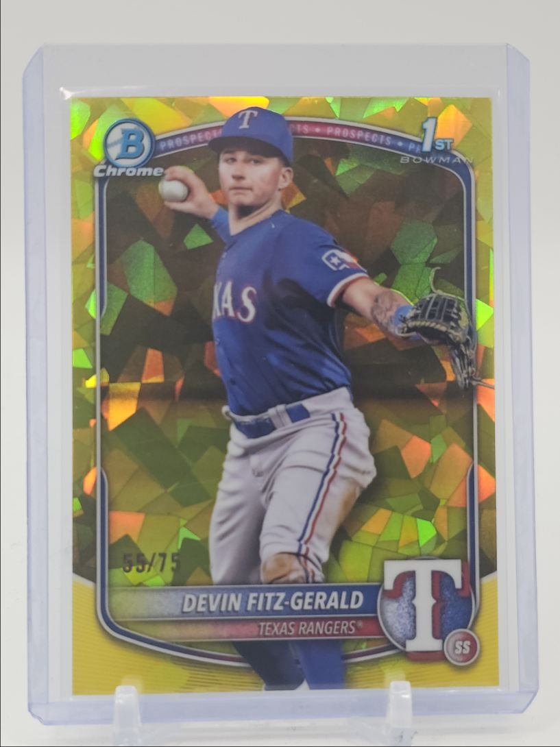 DEVIN FITZ-GERALD 2025 BOWMAN CHROME 1ST SAPPHIRE YELLOW RANGERS /75 Q3152