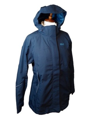 New Layered Blue and Cream Womens Size XL Jack Wolfskin Hooded Coat, 2 Jackets