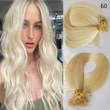 Nail U Tip Keratin Remy Human Hair Extensions Pre Glued Platinum Blonde 22