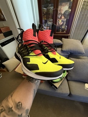 Nike Air Presto Mid Acronym Yellow Black Pink Zipper Lace Up Sneaker Designer