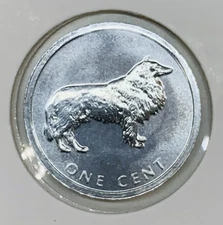 2003 Cook Islands 1 Cent Coin KM#420 Collie Dog Queen Elizabeth II UNC