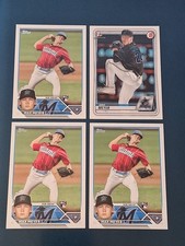 (4) Max Meyer 2023 Topps Rookie Card #388 + 2020 1st Bowman #BD-50 RC Marlins. rookie card picture