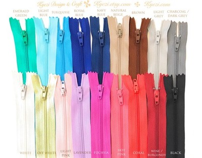5 10 15 pcs Nylon Coil Closed End Zippers - 9'', 10'', 12'', 14'' inch zipper, #3