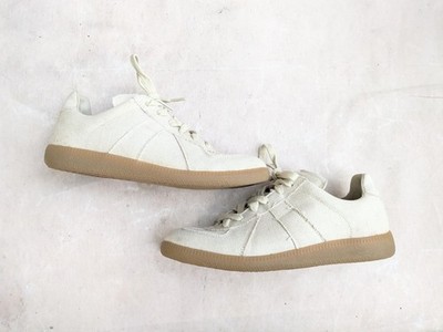 Maison Margiela GAT Sneakers Women 7 37 Beige Canvas Leather Gum Low Tops